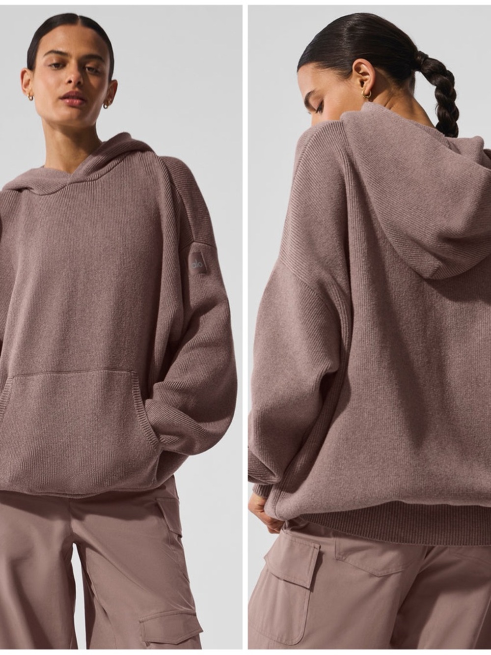 Alo Yoga Scholar Hooded Sweater Mushroom Heather